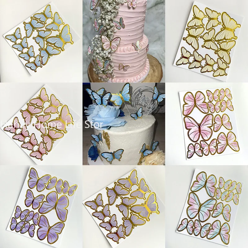 Happy Birthday Sequins Round Butterfly Cake Topper Cake Decoration Simulation Butterflies Wedding Decorating Supplies cake topper,cake toppers