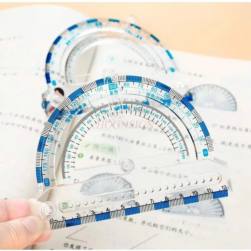 1개 360도 활동 각도 교육 도구, 각도기, 수학 도구, 학생용 기하학 다기능 각도자