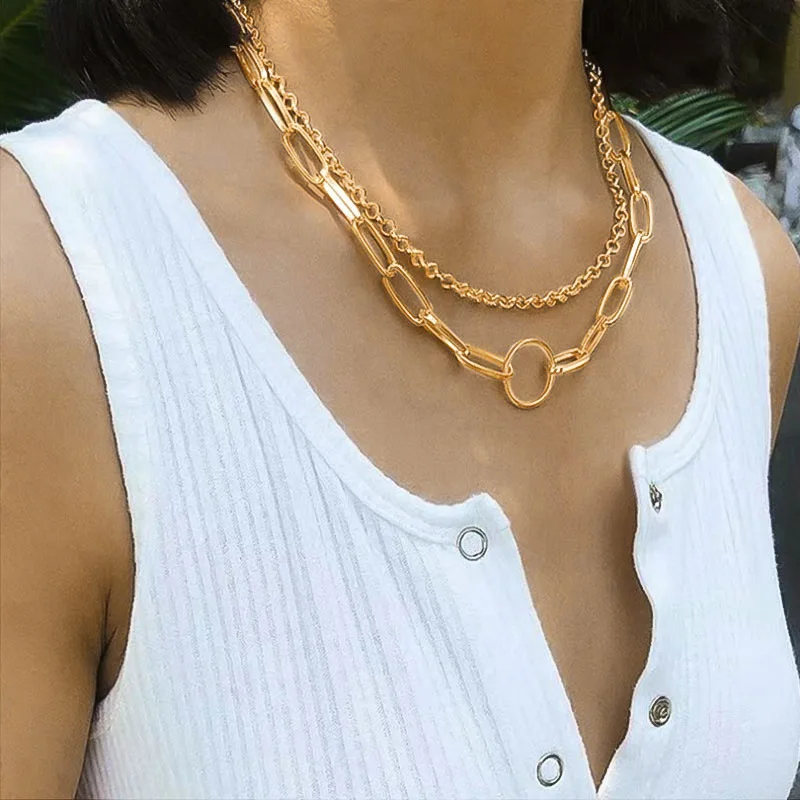 

Retro Splice Layered Chains Chokers Necklaces for Women Punk Multi-layer Clavicle Chain Necklace Jewelry Accessories Collares
