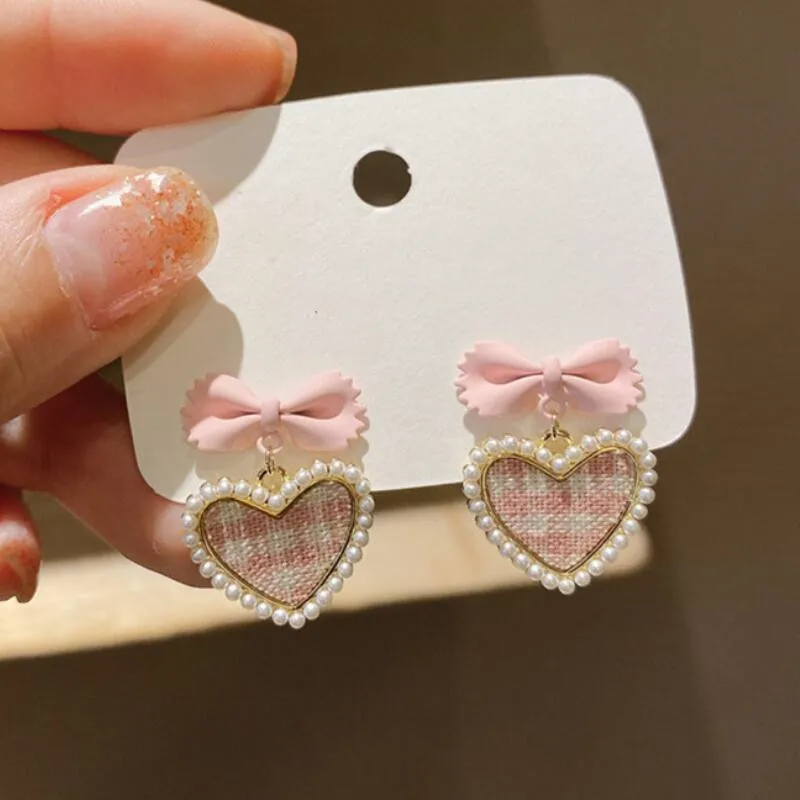 LATS 2022 Fashion Love Peach Heart Shiny Earrings Simple