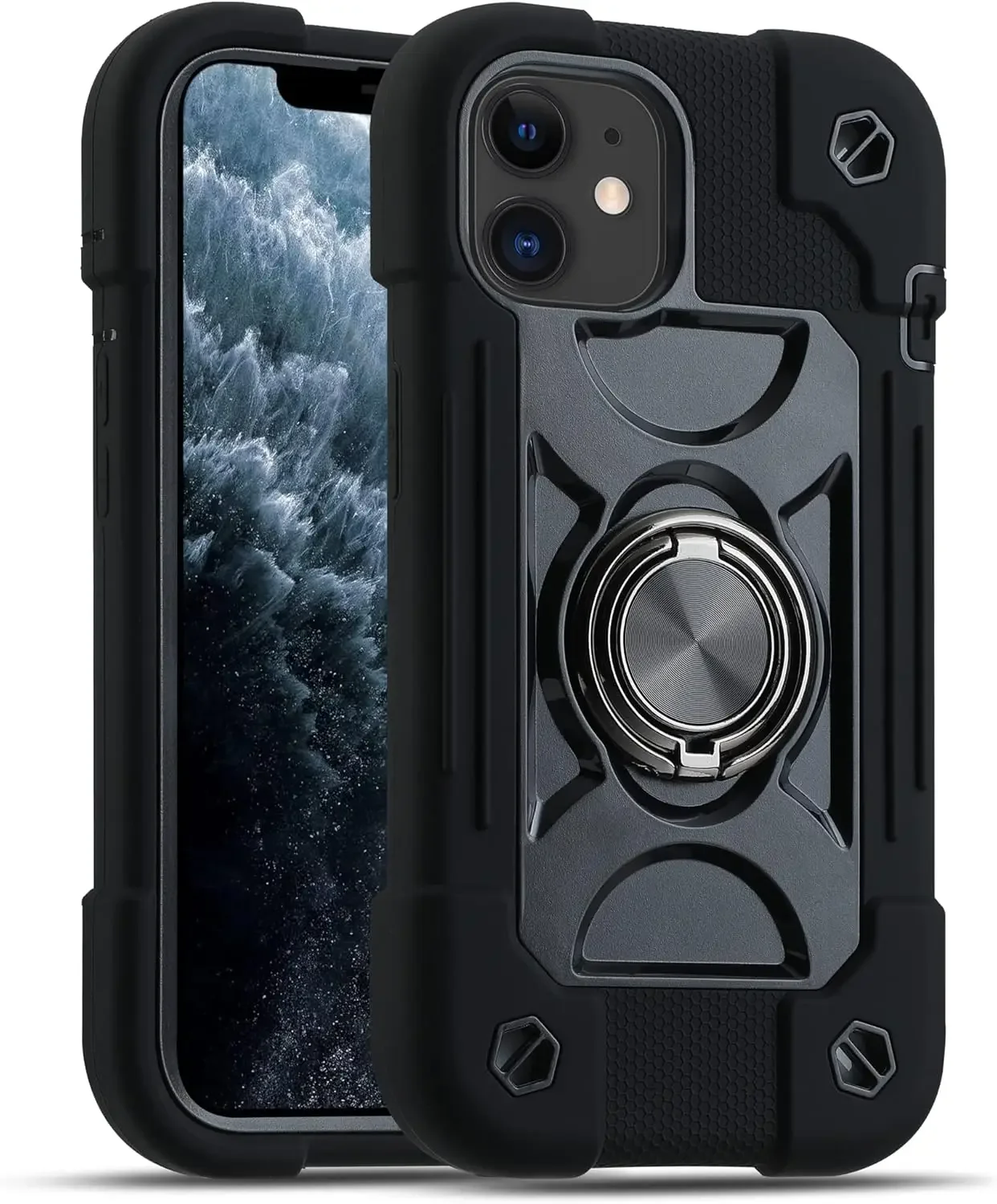 Luxury Heavy Duty Ring Holder Lanyard Phone Case - Armor Cover