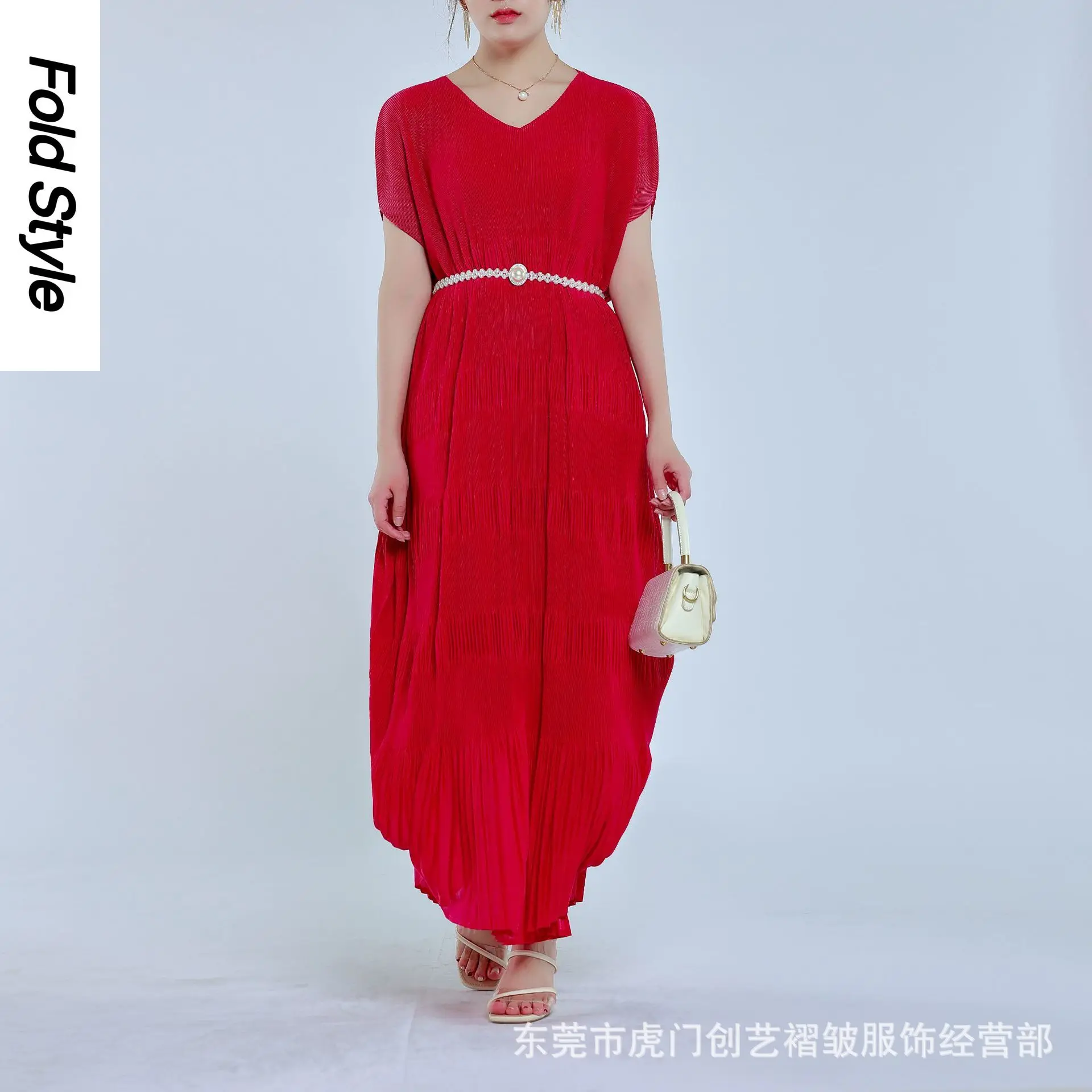 

Miyake Pleated Elegant Long Dress for Women's 2024 Autumn New Style+Loose Belt Retro Fashion Senior Evening Dress