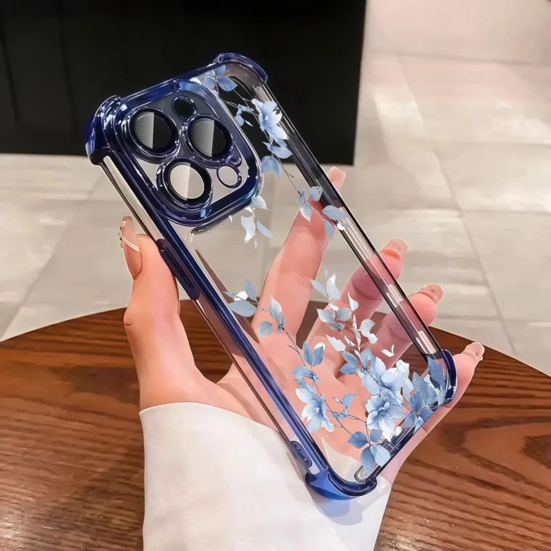 Floral Plating Shockproof Flower Phone Case - Cute New Design
