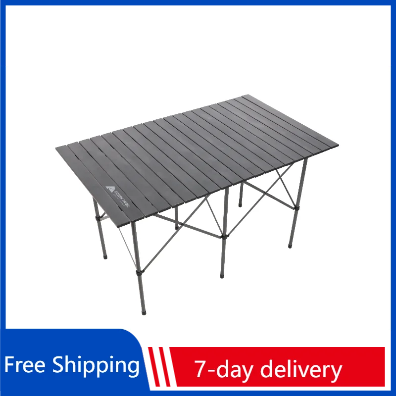 

Ozark Trail Roll Top Camping Table, Gray, 27" X 46" X 27" Small Folding Table Camping Picnic Outdoor Furniture