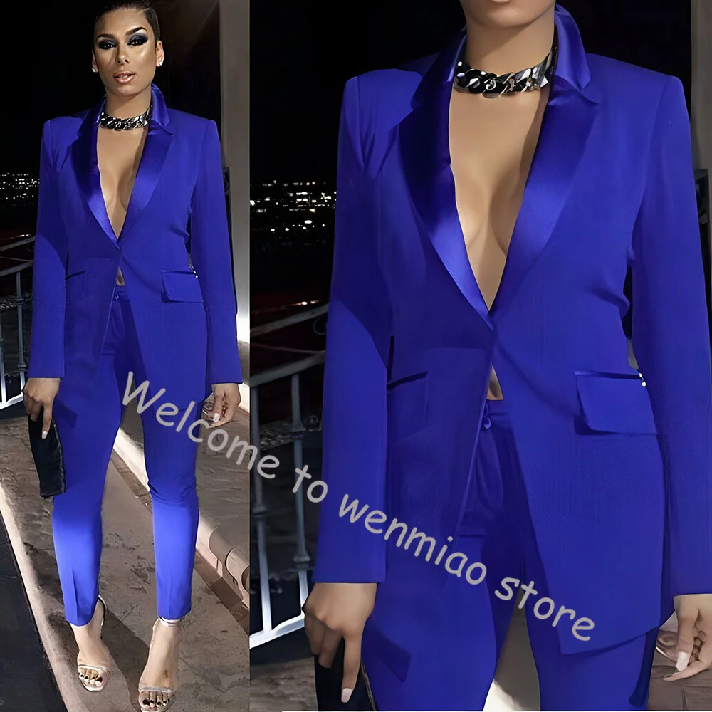 Royal Blue Suit for Women Blzer Pants Set 2-piece Formal Wedding Dress Mom's Business Work Clothes Office Outfit