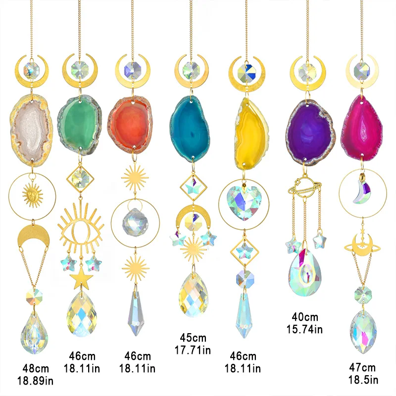 1pc Agate Sun Catcher Wind Chime Pendant Indoor and Outdoor Decoration Wind Chime Rainbow Maker Garden Home Decor Gift
