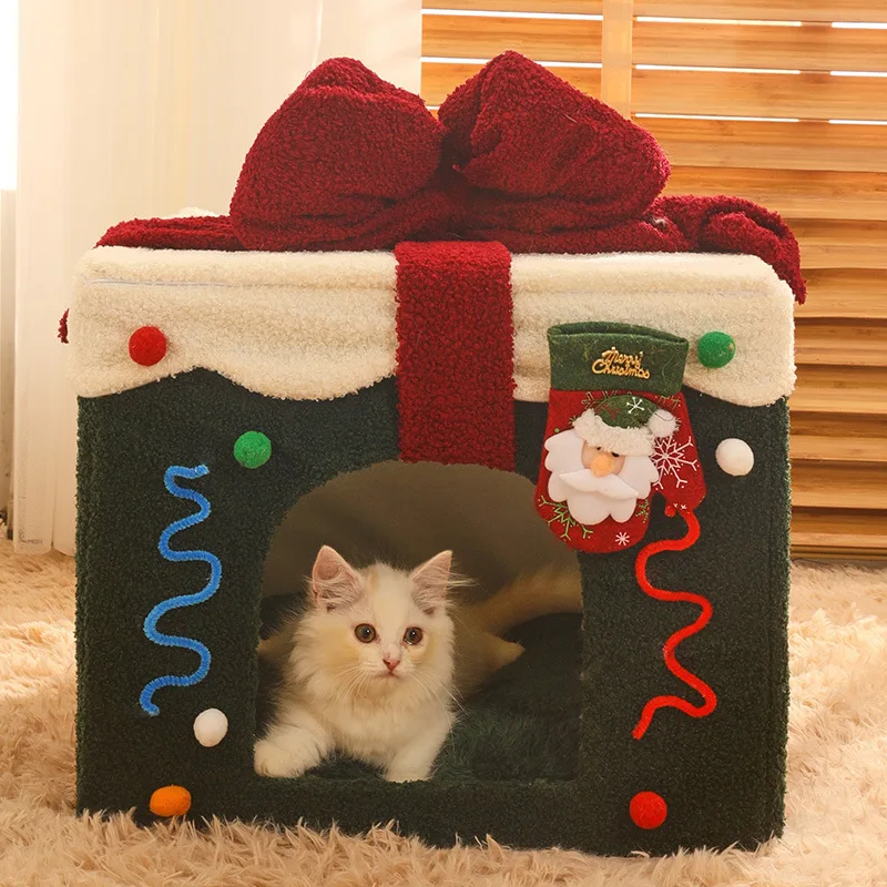 

Warm Litter Enclosed House for Pets, Cat Bed, Dog Kennel, House, Winter, Christmas Gift, Dog Supplies, Two Sizes, M, L