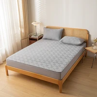 Waterproof Fitted Sheet With Elastic Band Bed Sheet Quilted Mattress Cover Solid Color Mattress Protector Queen Size Bed Cover 2