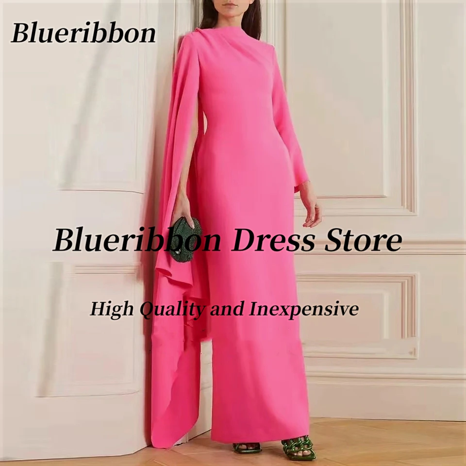 

Blueribbon Elegant Women Wear Prom Dresses with Wraps Long Sleeves Robes De Soirée Zipper Back Slit Evening Party Bridal Gowns