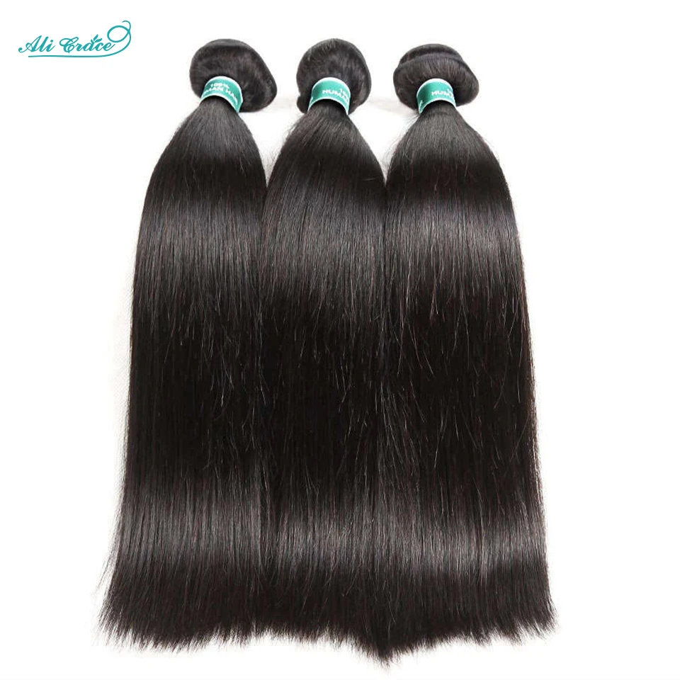 Ali Grace 5x5 Closure With Bundles Straight Hair 3 Bundle With Closure Brazilian Human Hair Weave Transparent Lace 30 32