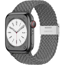Braided Solo Loop Watch Strap Bracelet - 42mm 44mm 45mm 49mm (Gray)