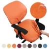PU Waterproof Office Split Chair Covers Solid Color Computer Chairs Cover Universal Chair Protector(Seat cover + Backrest cover) 1