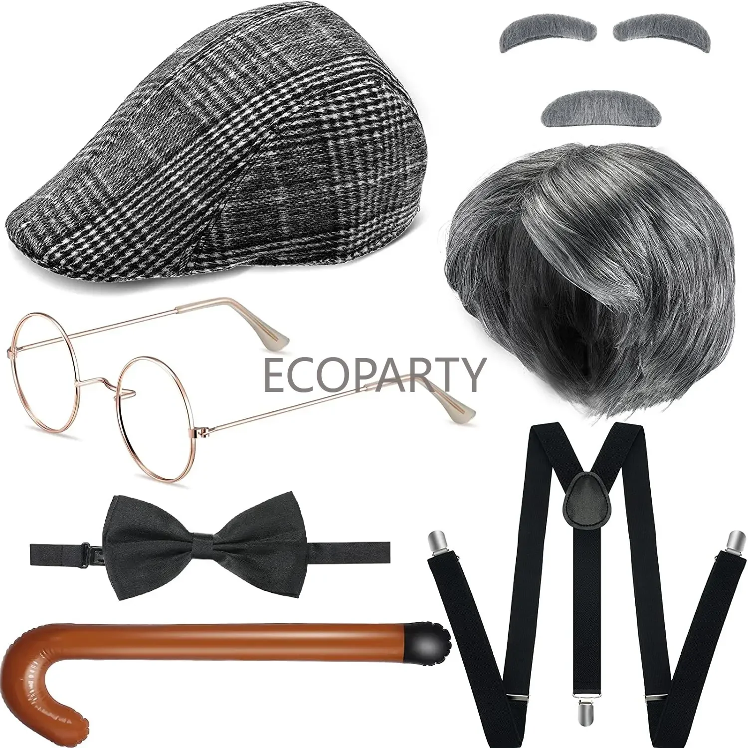 Oude Man Kostuum Accessoires, 8 stuks Grootvader Fancy Dress Kit Opa