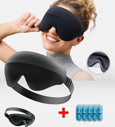 3D Contoured Memory Foam Sleep Mask - Breathable, Zero Light Leakage Eye Cover with Earplugs for Ultimate Comfort (Black)