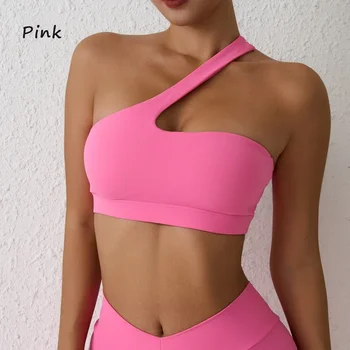 Sexy Sports Bra One Shoulder Yoga Top Bra Detachable Beauty Back Fitness Training Top Vest Yoga Gym Running Fitness Underwear