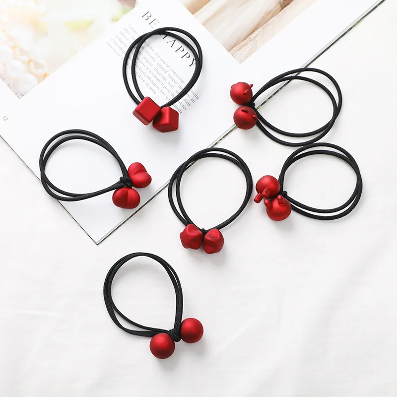 

3Pcs/Set Sweet Girl Red Geometry Stars Knotted High Elastic Hair Ring Basic Hair Bands Ties Scrunchie Ponytail Holder Headwear