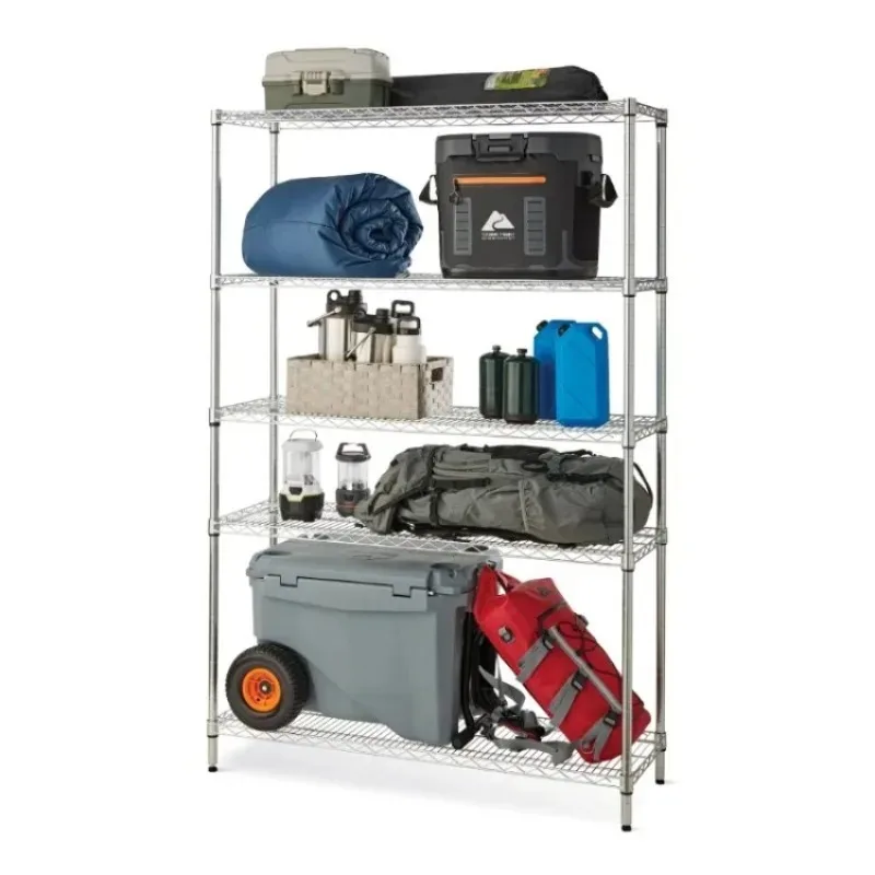 

Hyper Tough Steel 5-Tier Storage Shelf Unit 72"H x 48"W x 16"D, 3000lb Total Capacity, Silver