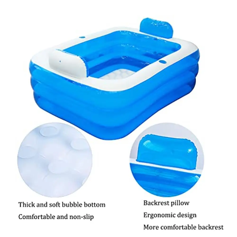 Inflatable Adult Bath Tub 2 Person With Foldable Portable Feature Indoor and Outdoor Spa 160*120*60CM Ultimate Comfort and 4