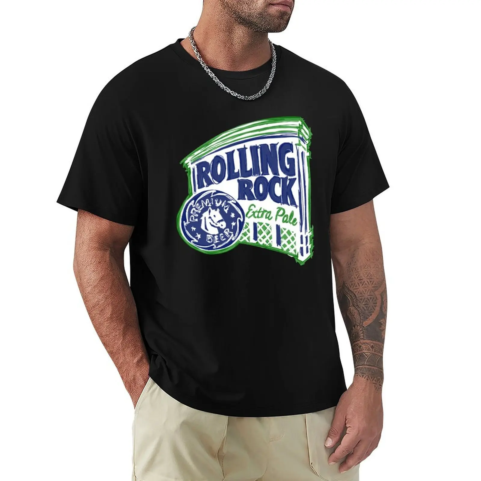 

Rolling Rock POP T-Shirt designer shirts Short sleeve tee tees summer clothes mens workout shirts