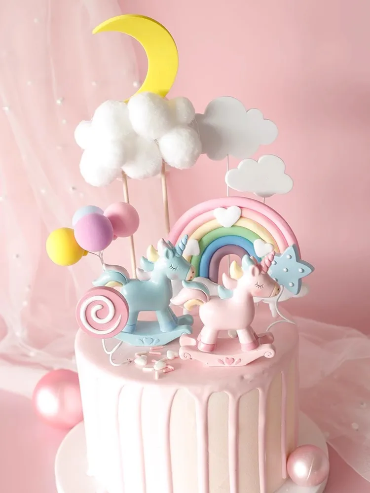 Pastel Birthday Decorations for Girls Women Macaron Party Supplies with  Birthday Banner Rainbow Cake Topper and Paper Pom Poms - AliExpress