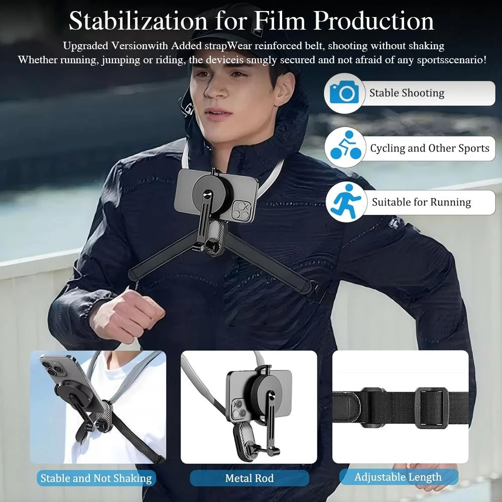 Magnetic Neck Mount Silicone Quick Release Holder for Mobile Phones iphone 12 13 14 15 16 Android Sumsung Video recording Stand phone clip