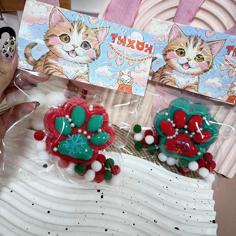 Christmas series Squeeze Cat Paw Toys Cute Soft Abreact Relief Relax Toy Sticky Decompressing Pinching Cat Paw Stress Relief Toy fidget toys,plush toys,stress relief toys,educational toy,mochi squishy toy