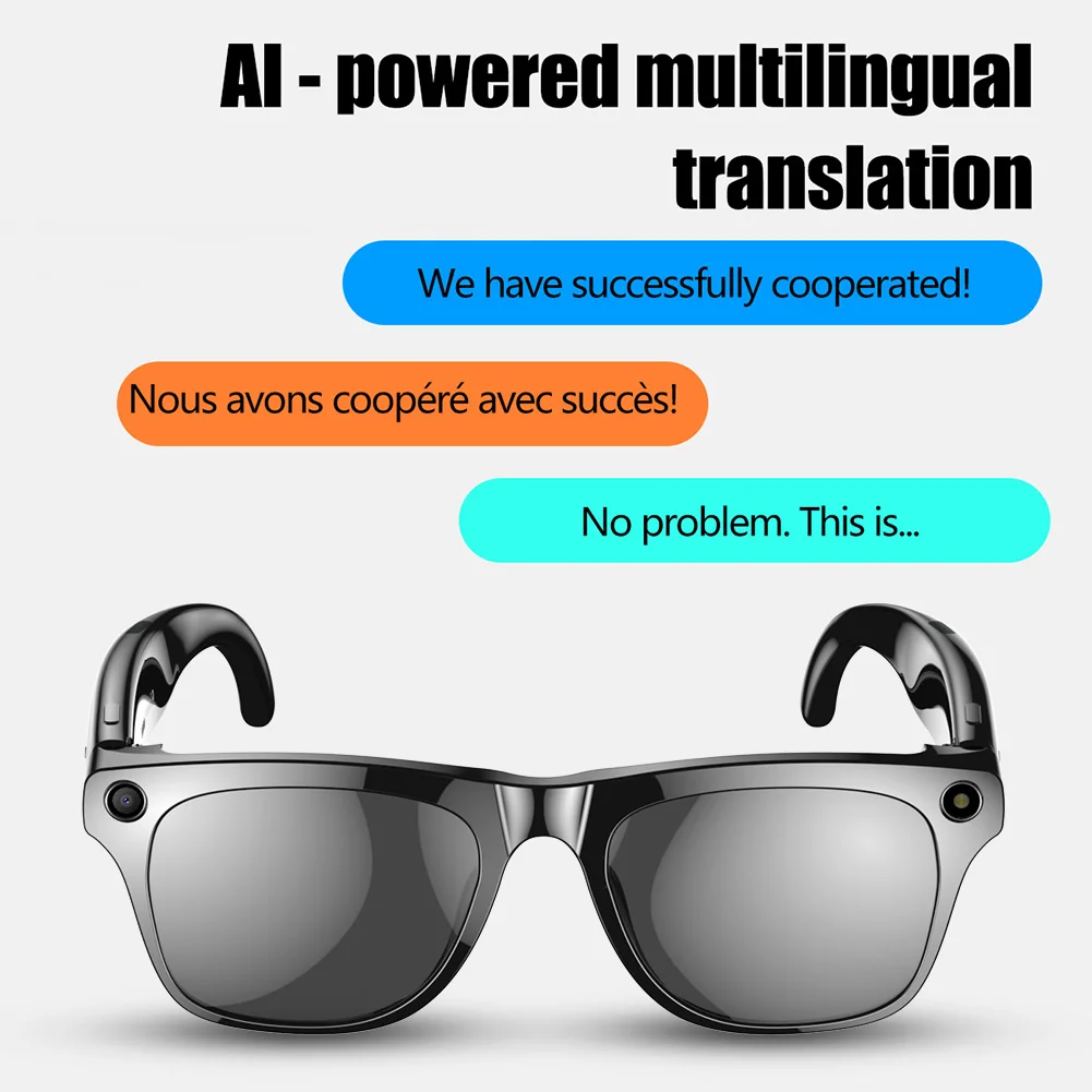 1080P HD AI Smart Glasses Chat GPT 100MP Camera Sunglasses Bluetooth Call 260Mah Battery Voice Assistant Control Smart Glasses