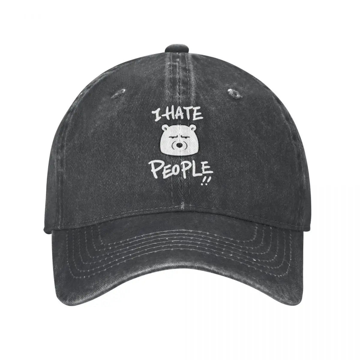 

Retro I Hate People Baseball Cap Distressed Washed Sun Cap Polar Bear I Eat People Solitary Autism Outdoor Golf Adjustable Hat