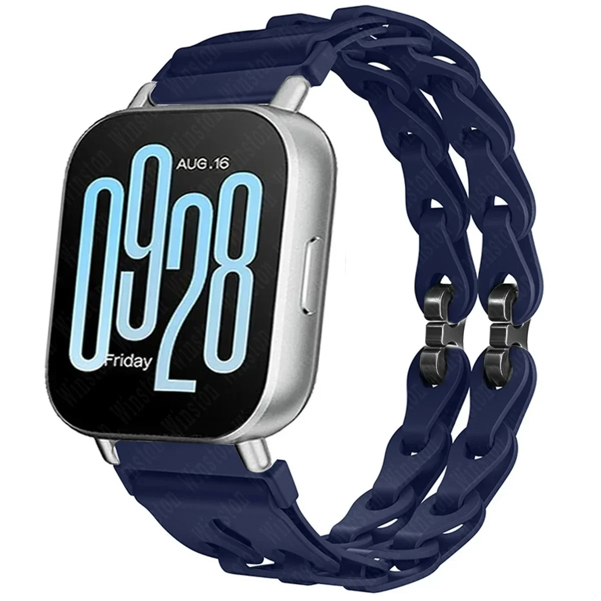 Stylish Chain Strap Silicone Band Bracelet for Smartwatch Replacement, 22mm Wristband