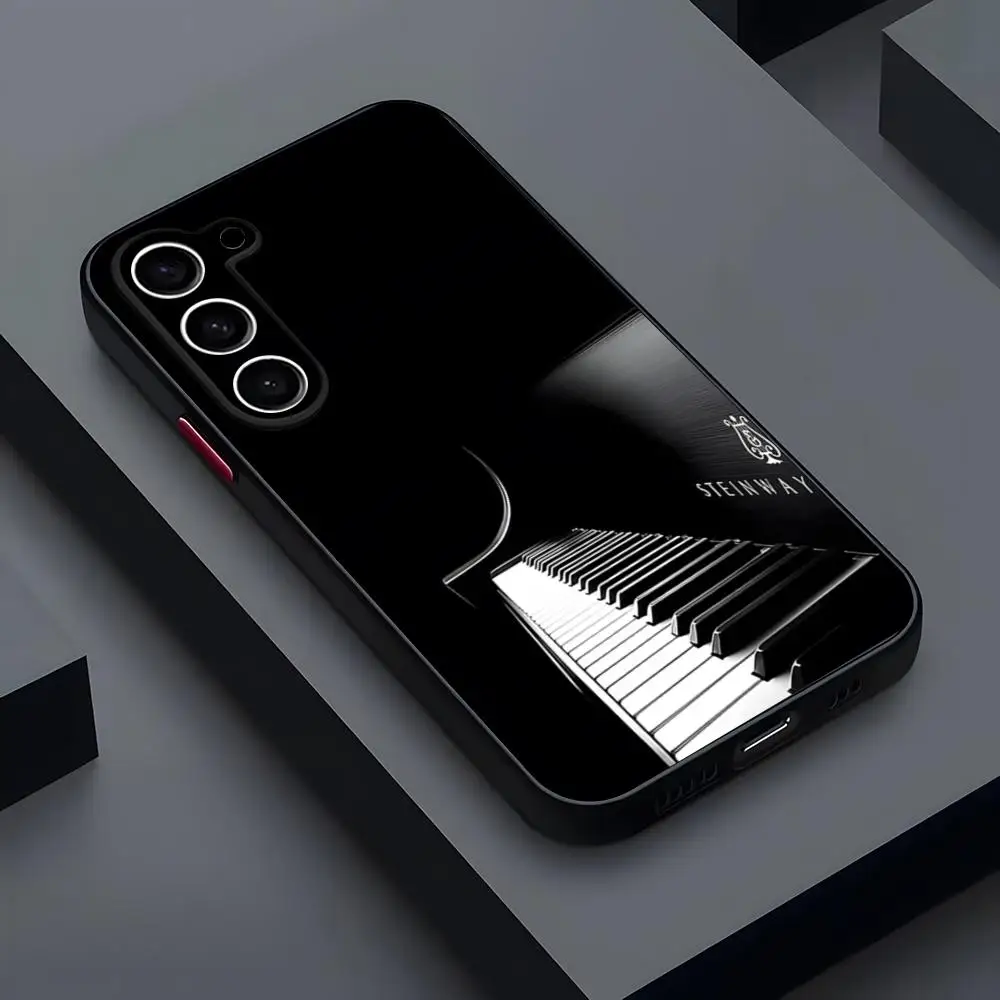 Matte Transparent Black & White Piano Keys Music Phone Case Cover