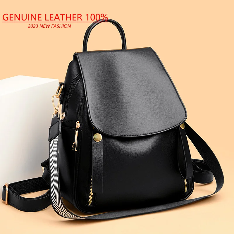 

High Quality Leather 2023 Women Backpack Casual School Bag For Teenager Girl Designer Luxury Travel Back Pack Mochilas Sac A Dos