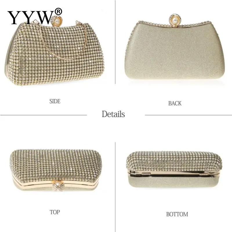 Shiny Rhinestone Evening Clutch Bags Women 2023 New Luxury Female Diamond Crystal Wedding Party Elegant Gold Purse Handbag Bags