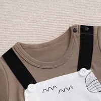 Baby Boy Girl Newborn Casual Cute Cartoon Whale Fake Two Pieces Of Baby Jumpsuit Cotton Summer Short Sleeved Jumpsuit 4