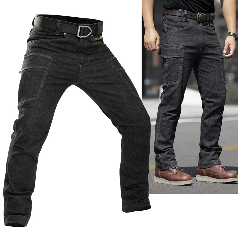 US Stretch Jeans Men Hiking Fishing Denim Pants Outdoor Tactical Pants Casual Cargo Trousers Hombre Mountaineering Clothing