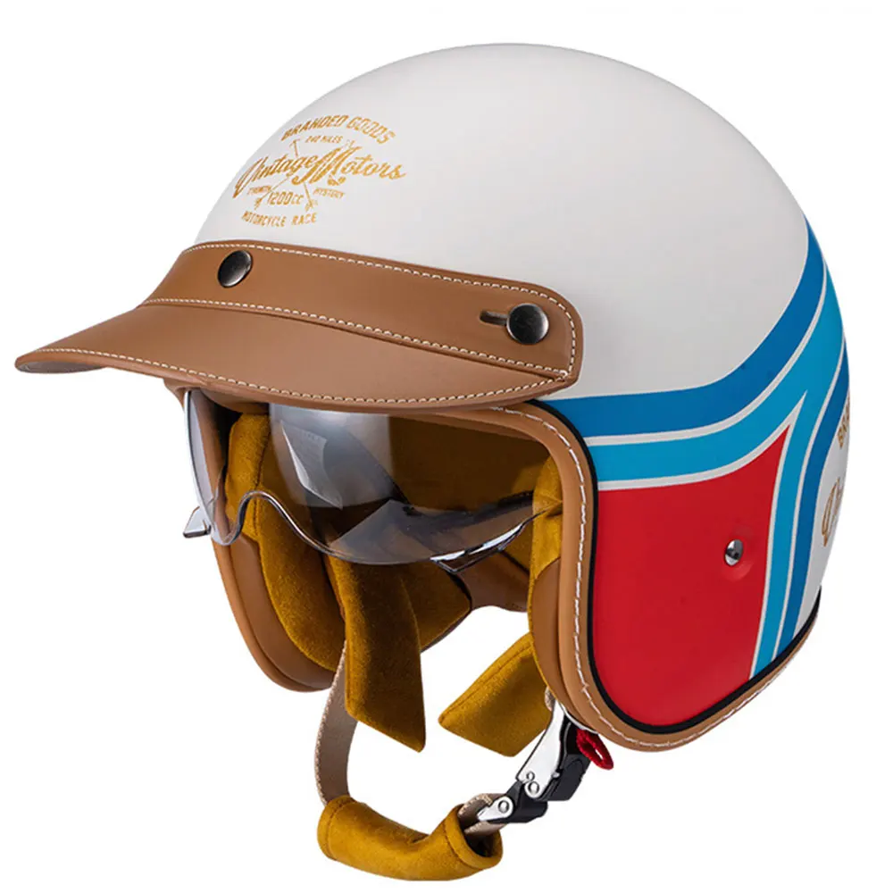

Motorcycle Helmet Cascos Para Moto Men Motorbike Racing Helmet Vintage Casco Moto Chopper 3/4 Open Face Motorcycle Accessories