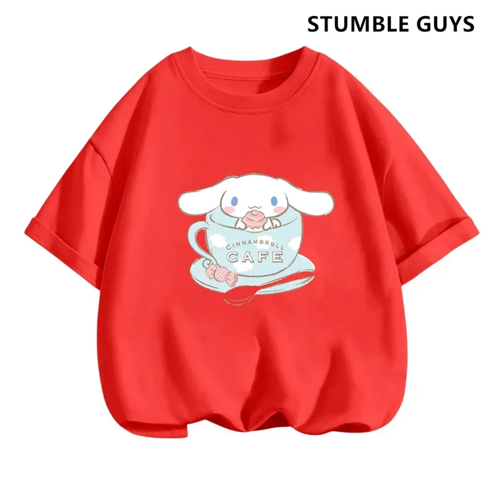 Kids Cinnamoroll Tshirt Summer Hello Kitty Kids Cartoon Casual Short-sleeved T-shirt Set Baby Boy Clothing Girls Clothing 6