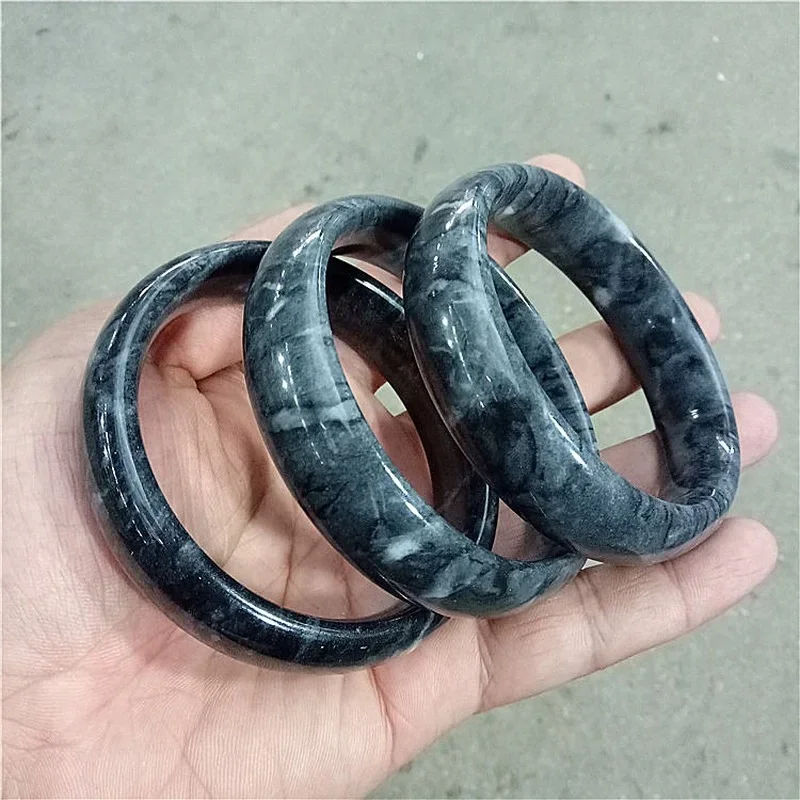 Chinese Natural Hand-carved Wide Blue and White Jade Bracelets Fashion Boutique Jewelry Men and Women Blue and White Bracelets