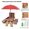 Wooden Squirrel Feeder Bird Squirrel Feeder Creative Pet Dining Table With Bench Hanging Feeding Table Mini Umbrella Ornament 2