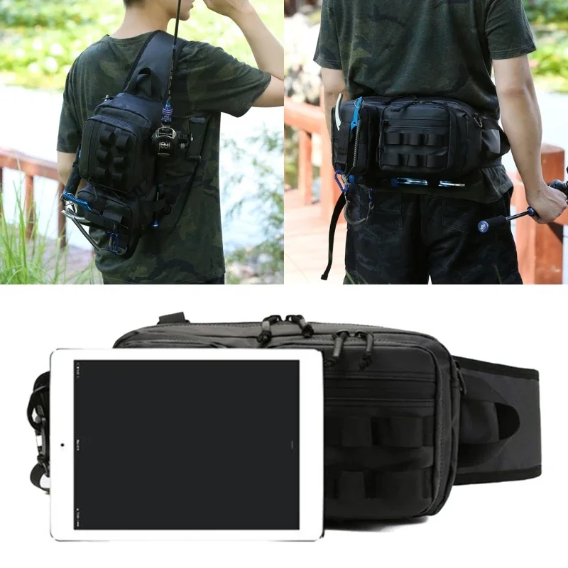 

Multifunctional Fishing Tackle Bag Lures Bag Outdoor Shoulder Bag Waist Pack Large Capacity Waterproof Camping Belt Bags