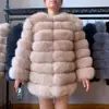70CM 4in1 New Fast Shipping New Fashion Women Fashion Real Natural Fox Fur Long Coat Jacket for Winter Warm Over C 1