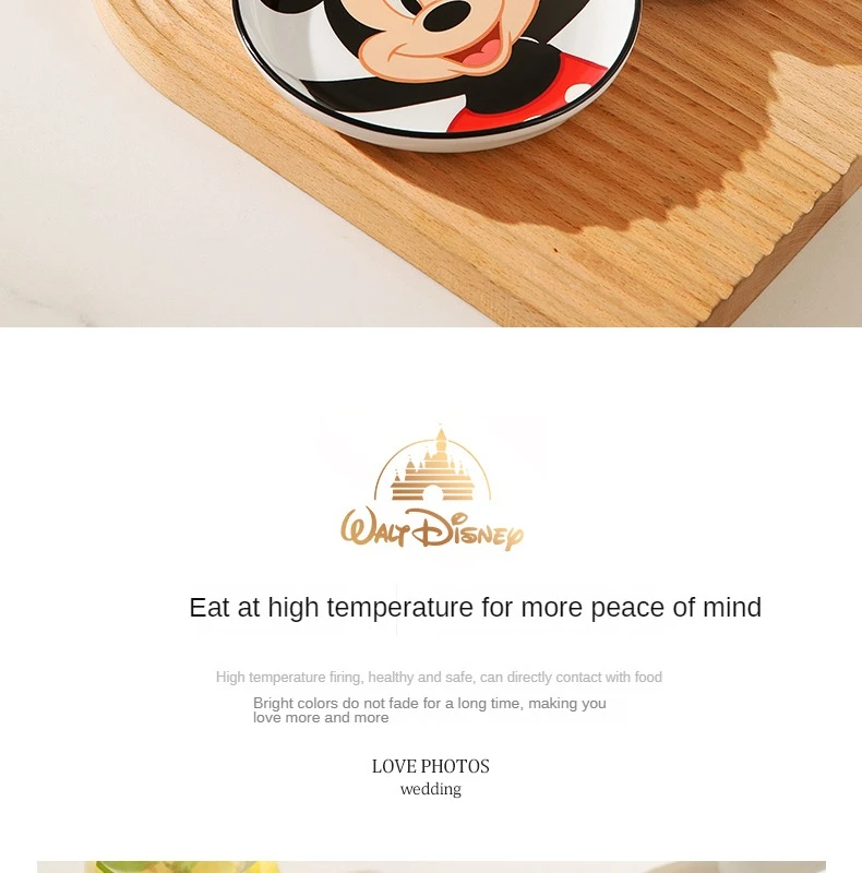 Disney Mickey Mouse Cartoon Cute Dinner Plate Home Breakfast Ceramics Creative Grid Plate Child Tableware