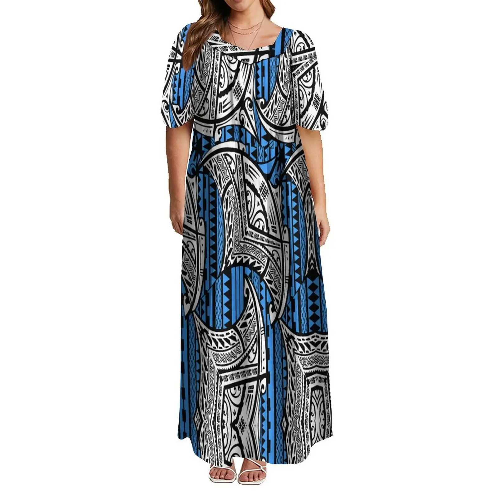 

2023 New Fashion Women's High Quality Dress Casual Large Skirt Loose Party Dress Custom Polynesian Women's Dress