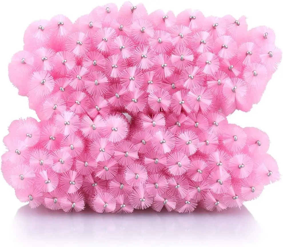 100 PCS Disposable Eyelash Brushes,Pink Eyelash Spoolies, Pink Crystal Mascara Wands, Eyelash Extension Brush Applicator