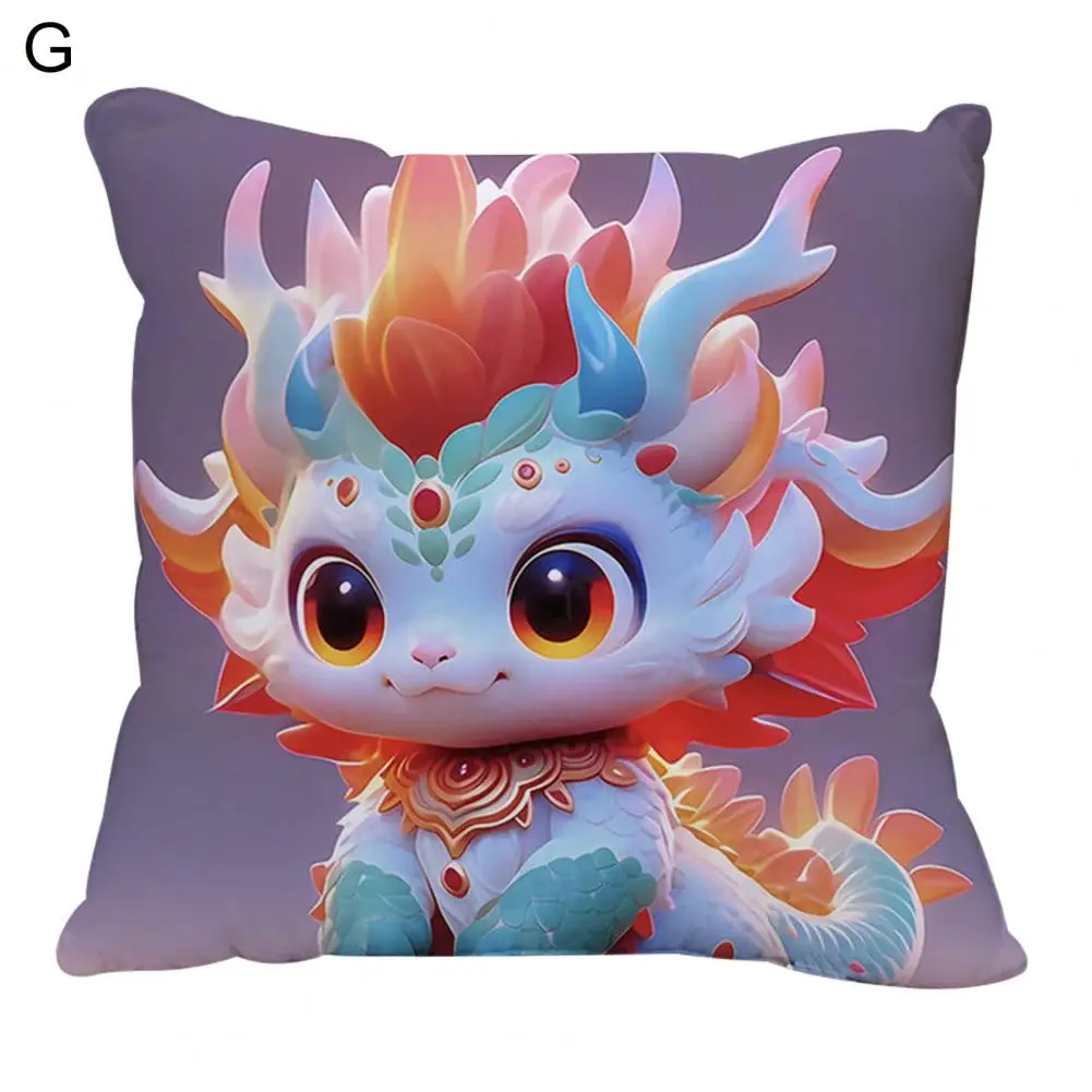 

Dragon Pillow Chinese Dragon New Year Plush Cushion Cover with Hidden Zipper Closure Fade-resistant Sofa Pillow Case for Chinese
