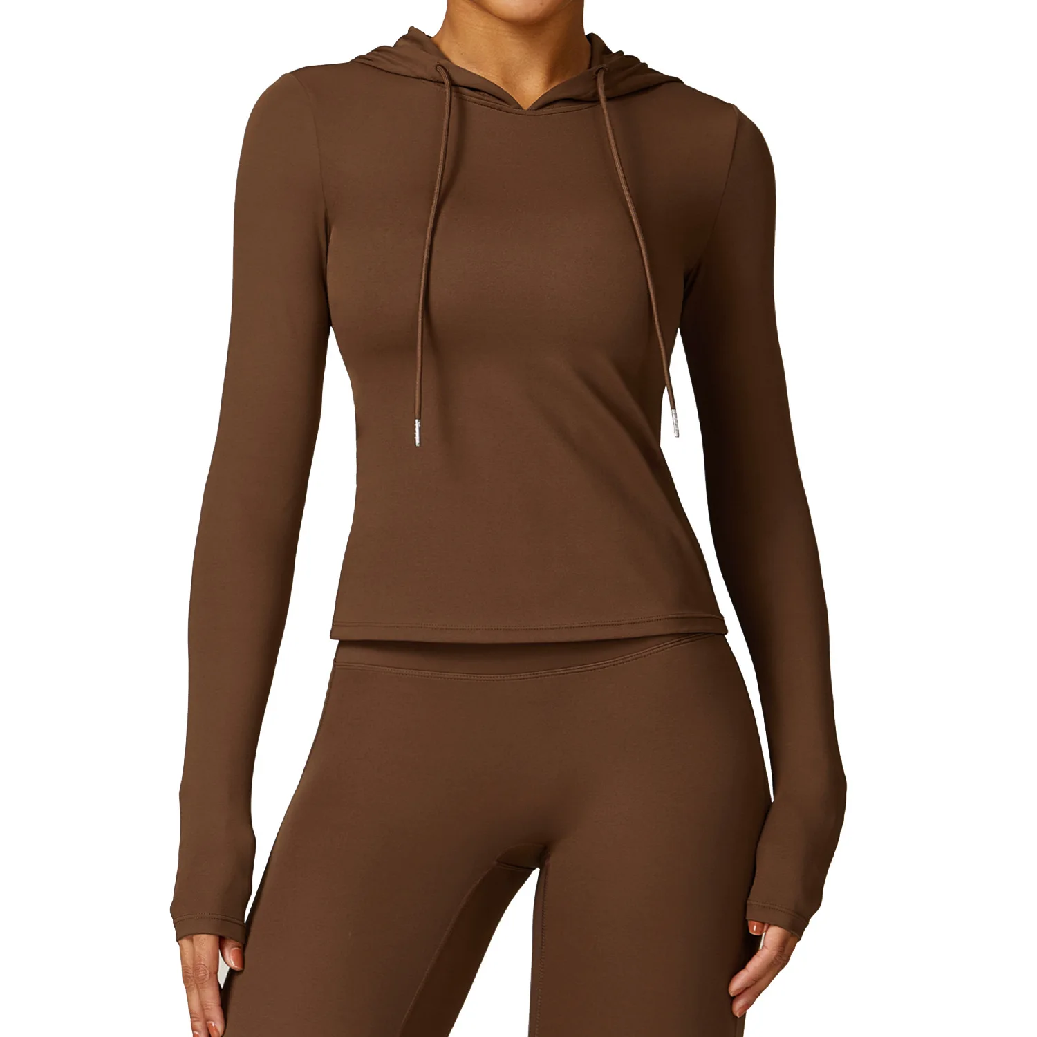 

Hooded quick-dry long-sleeve yoga top warm casual fitness wear tight-fitting T-shirt for sports and running