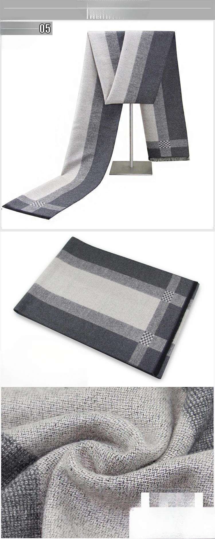 Herren Karoschal Aus Seidenplüsch - Warmer Winter Halsschal_voghion.com