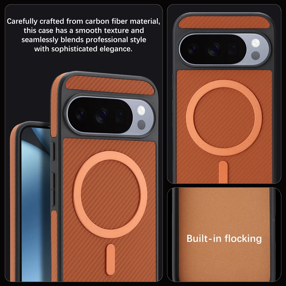 Sleek Carbon Fiber Pattern Phone Case with Wireless Charging Support