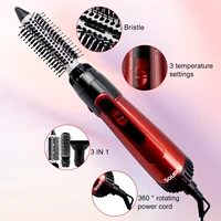 Solimpia 3-Head Hot Air Brush Hair Dryer Strong Wind Electric Straightener Curler Roller Comb Blower Styling Tool for Woman 800W 5