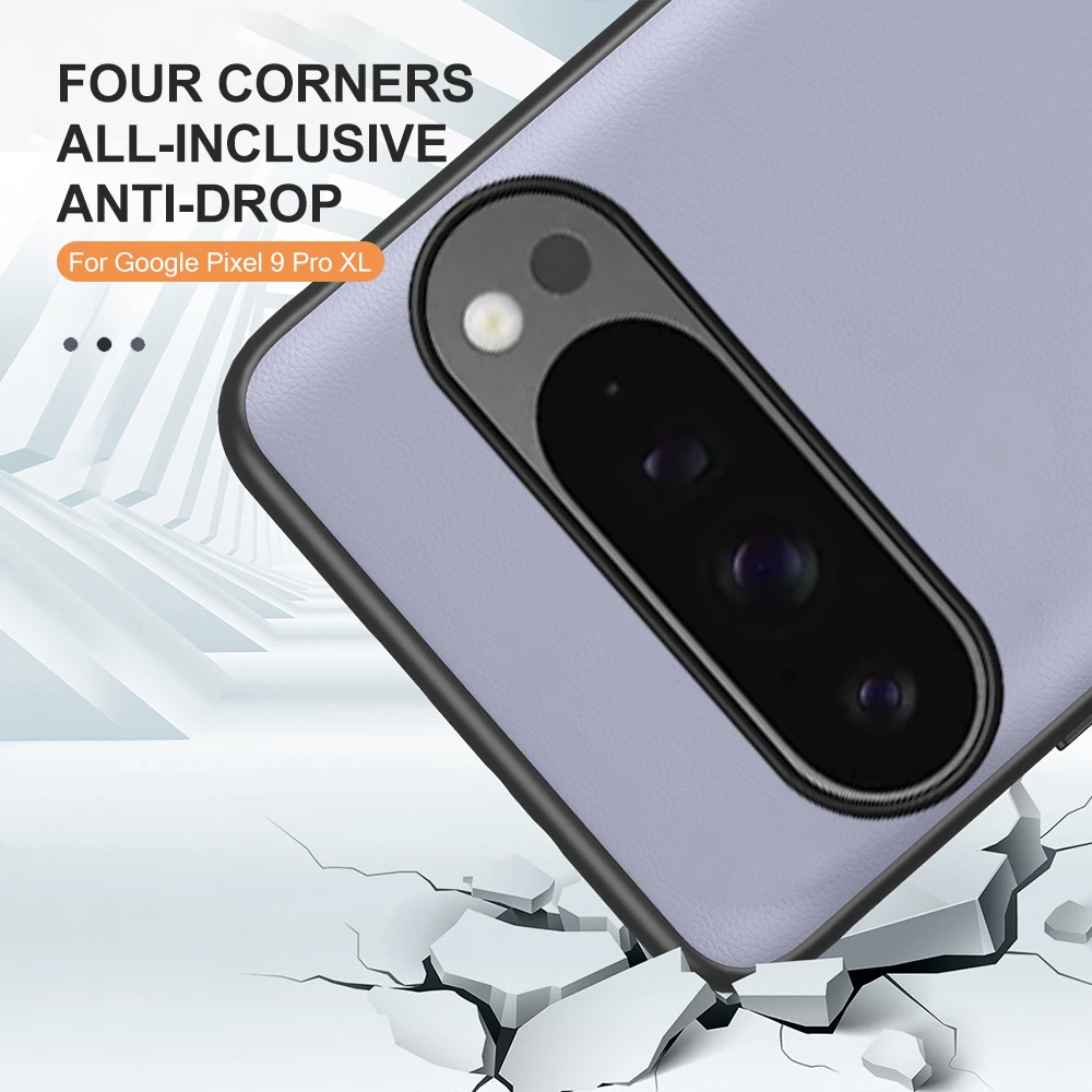 Luxurious Plain Leather Back Cover with Soft TPU Frame Protection