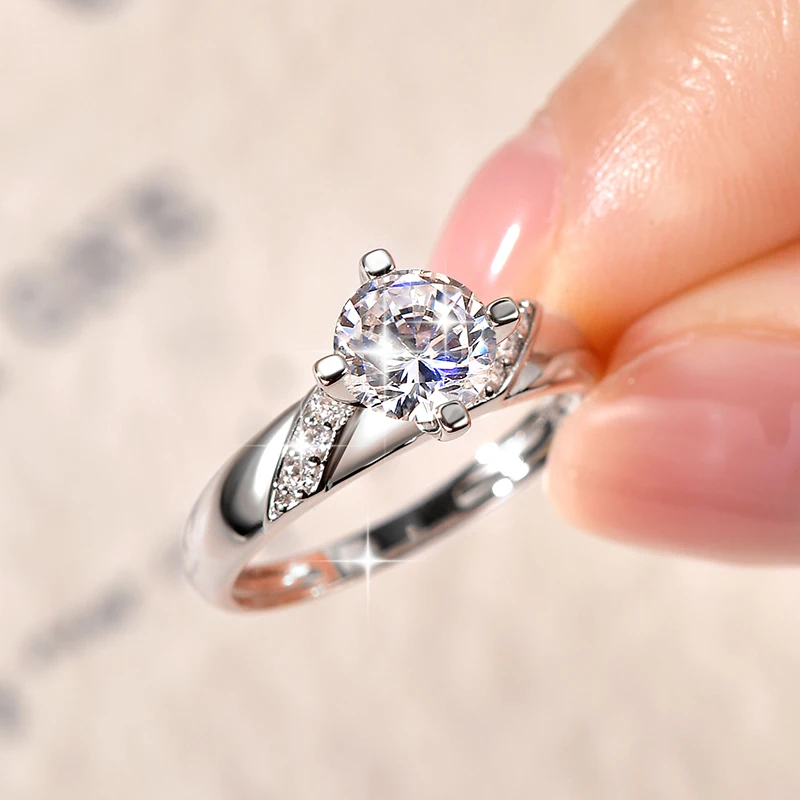 Rrjzz 14K Vergoldeter CZ Labor-Diamant Versprechen-Ring 7mm Rundschliff Kubischer Zirkonia Hochzeits-Verlobungsringe für Frauen – Detail 20